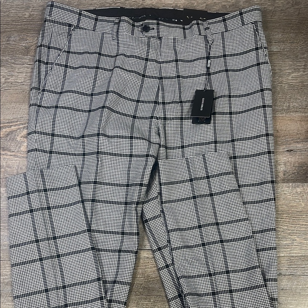 NWT Gianni Feraud Skinny Fit Bold Check Suit Pants